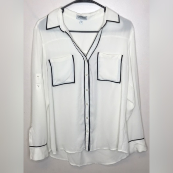 Express Tops - Express Sz L Off White Portofino Slim Fit Shirt